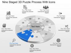 Cv nine staged 3d puzzle process with icons powerpoint template