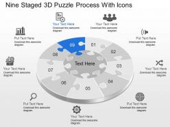 Cv nine staged 3d puzzle process with icons powerpoint template