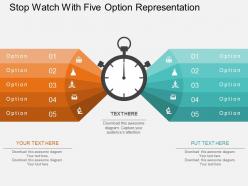 Cx Stop Watch With Five Option Representation Flat Powerpoint Design