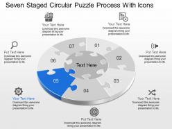 Cy seven staged circular puzzle process with icons powerpoint template