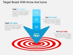 Cy target board with arrow and icons flat powerpoint design