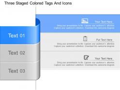 Cy three staged colored tags and icons powerpoint template