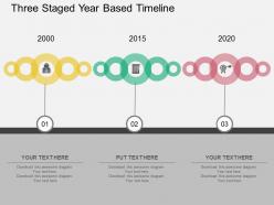 Cy three staged year based timeline flat powerpoint design