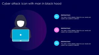 Cyber Attack Icon With Man In Black Hood