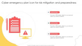Cyber Emergency Plan Icon For Risk Mitigation And Preparedness
