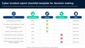 Cyber Incident Report Checklist Template For Decision Making