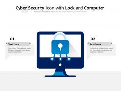 Cyber security icon with lock and computer