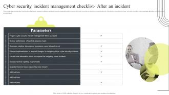 Cyber Security Incident Management Checklist After An Incident Cyber Security Attacks Response