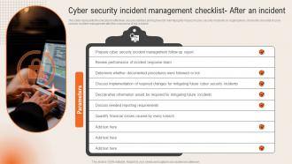 Cyber Security Incident Management Checklist After An Incident Deploying Computer Security