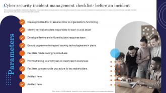 Cyber Security Incident Management Checklist Before Incident Response Strategies Deployment