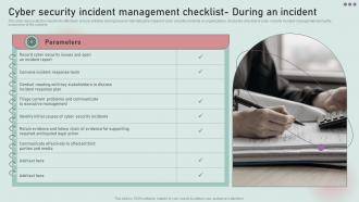 Cyber Security Incident Management Checklist During Development And Implementation Of Security