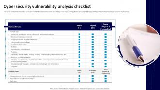 Cyber Security Vulnerability Analysis Checklist