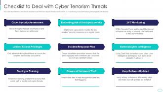 Cyber Terrorism Attacks Checklist To Deal With Cyber Terrorism Threats