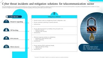 Cyber Threat Incidents And Mitigation Solutions For Telecommunication Sector
