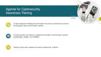 Cybersecurity awareness training agenda for cybersecurity awareness training ppt powerpoint graphics