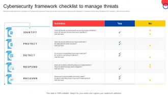 Cybersecurity Framework Checklist To Manage Threats