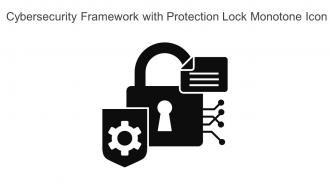 Cybersecurity Framework With Protection Lock Monotone Icon In Powerpoint Pptx Png And Editable Eps Format