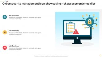 Cybersecurity Management Icon Showcasing Risk Assessment Checklist