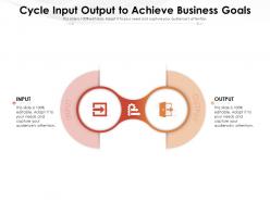 Cycle input output to achieve business goals