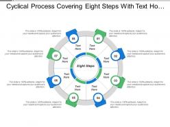 Cyclical process covering eight steps with text holders
