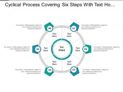 Cyclical process covering six steps with text holders