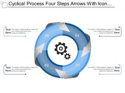 Cyclical process four steps arrows with icons and textboxes