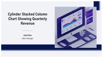 Cylinder Stacked Column Chart Showing Quarterly Revenue PPT Information AT