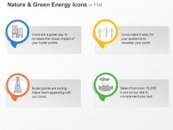 Cz green energy icons with windmill towers and building ppt icons graphics