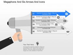 Cz megaphone and six arrows and icons powerpoint template