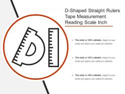 D shaped straight rulers tape measurement reading scale inch