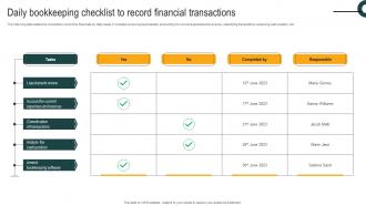 Daily Bookkeeping Checklist To Record Financial Transactions