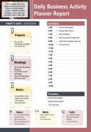 Daily business activity planner report presentation report infographic ppt pdf document