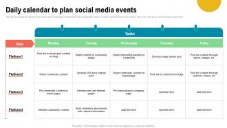 Daily Calendar To Plan Social Media Events