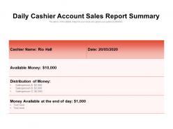 Daily cashier account sales report summary