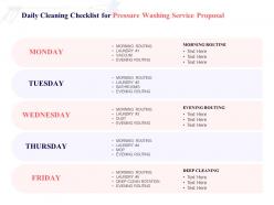 Daily cleaning checklist for pressure washing service proposal ppt powerpoint presentation icon