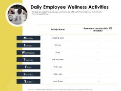 Daily employee wellness activities m1638 ppt powerpoint presentation pictures show