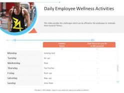 Daily employee wellness activities office fitness ppt infographics