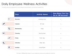 Daily employee wellness activities toe touches powerpoint presentation icons
