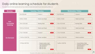 Daily Online Learning Schedule For Students Distance Learning Playbook
