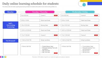 Daily Online Learning Schedule For Students Online Education Playbook