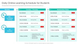 Daily Online Learning Schedule For Students Online Training Playbook