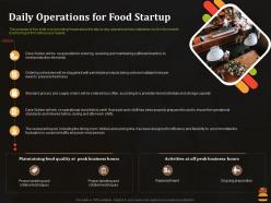 Daily operations for food startup business pitch deck for food start up ppt slides deck