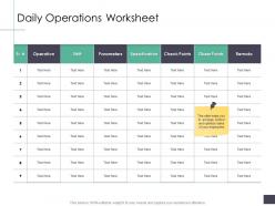 Daily operations worksheet business analysi overview ppt pictures