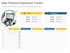 Daily personal dashboard tracker personal journey organization ppt structure