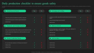 Daily Production Checklist To Ensure Goods Safety