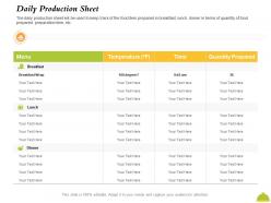 Daily production sheet quantity prepared ppt powerpoint presentation styles structure