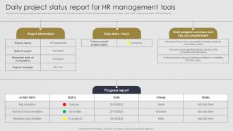 Daily Project Status Report For HR Management Tools
