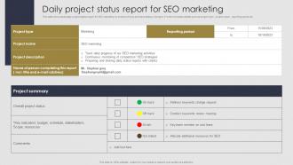 Daily Project Status Report For SEO Marketing