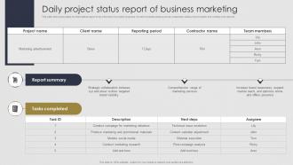 Daily Project Status Report Of Business Marketing