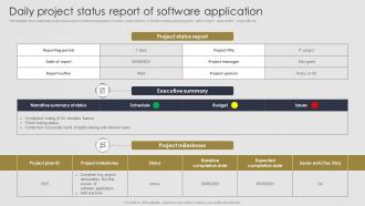 Daily Project Status Report Of Software Application